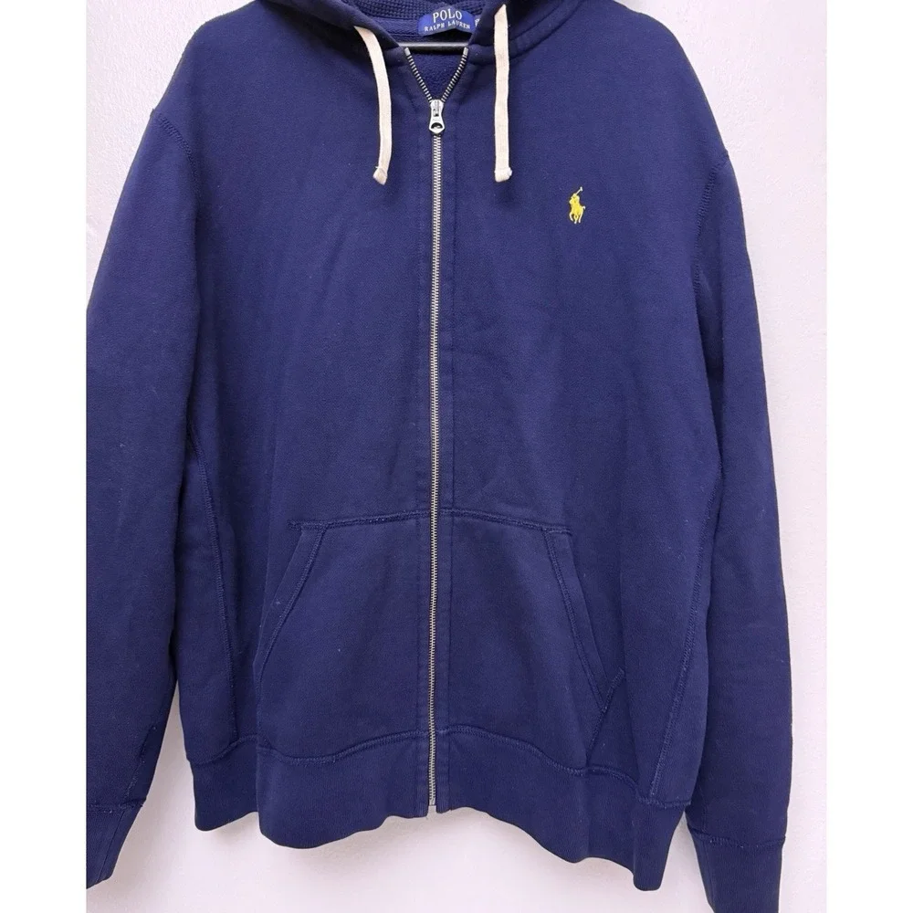 Polo Ralph Lauren Full Zip Hoodie Waffle Lined‎ Hood Heavyweight Navy Size 2XL